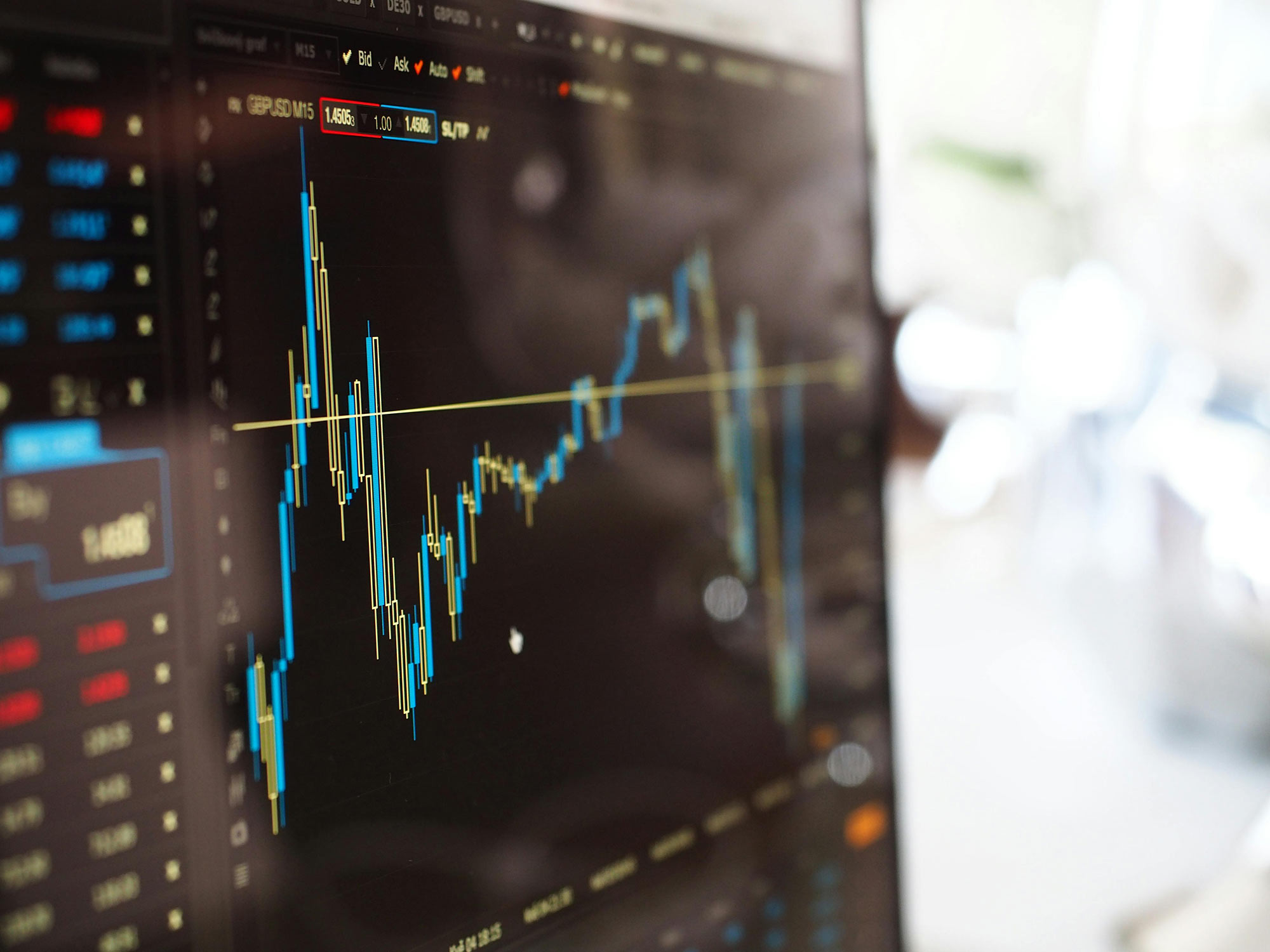 Computer screen with financial graph