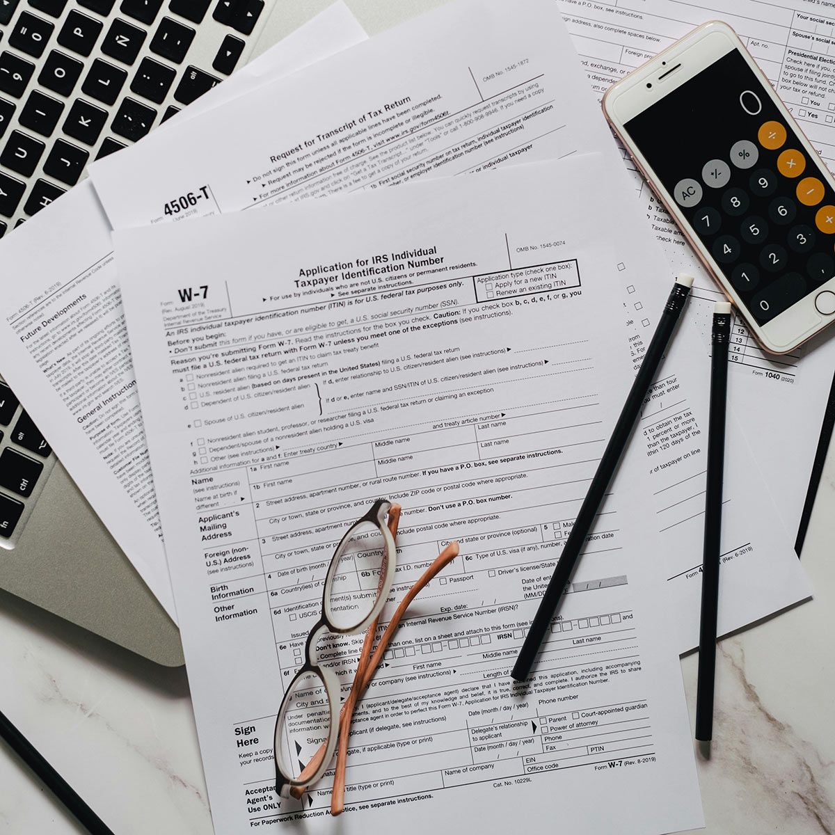 A stack of tax forms